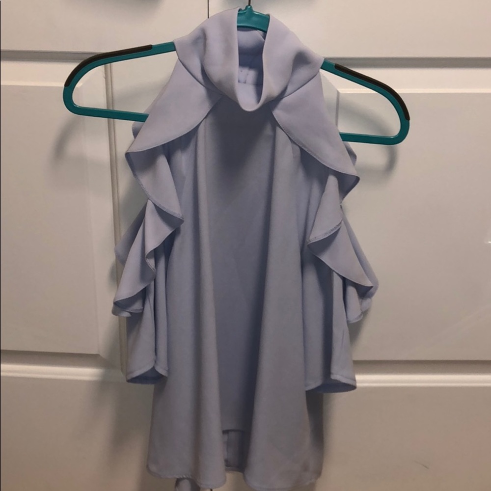 Topshop Cold Shoulder Ruffle Top